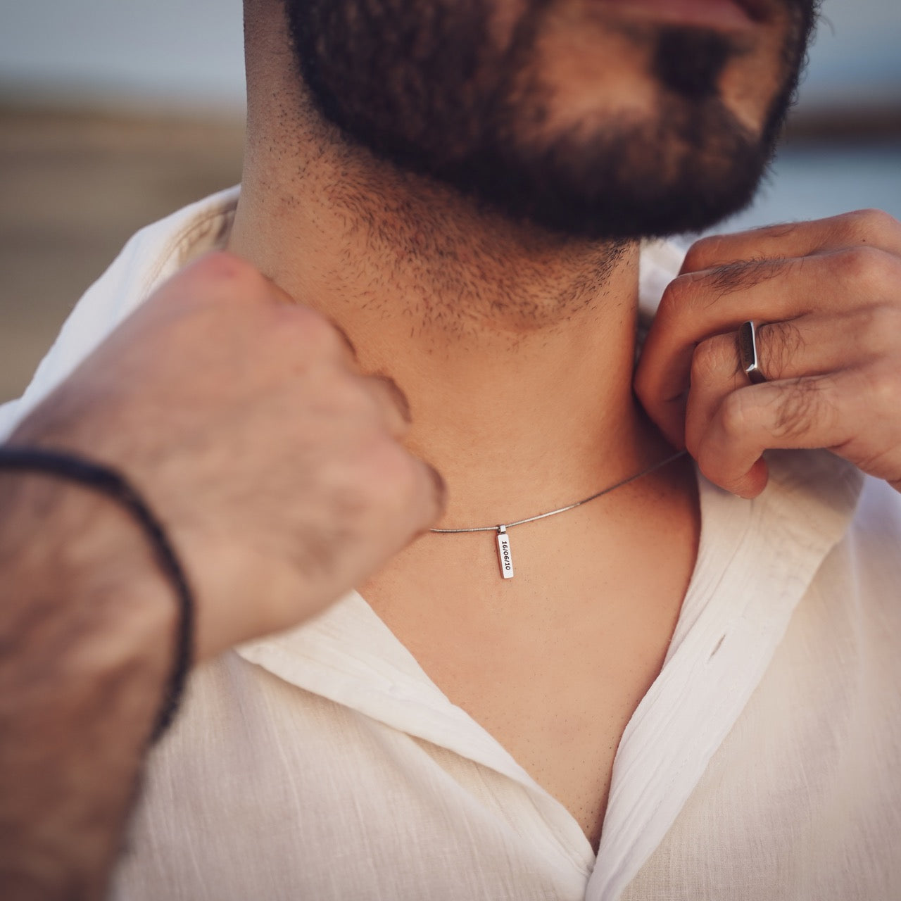 Collana Minimale Unisex Con Targhetta Incisa