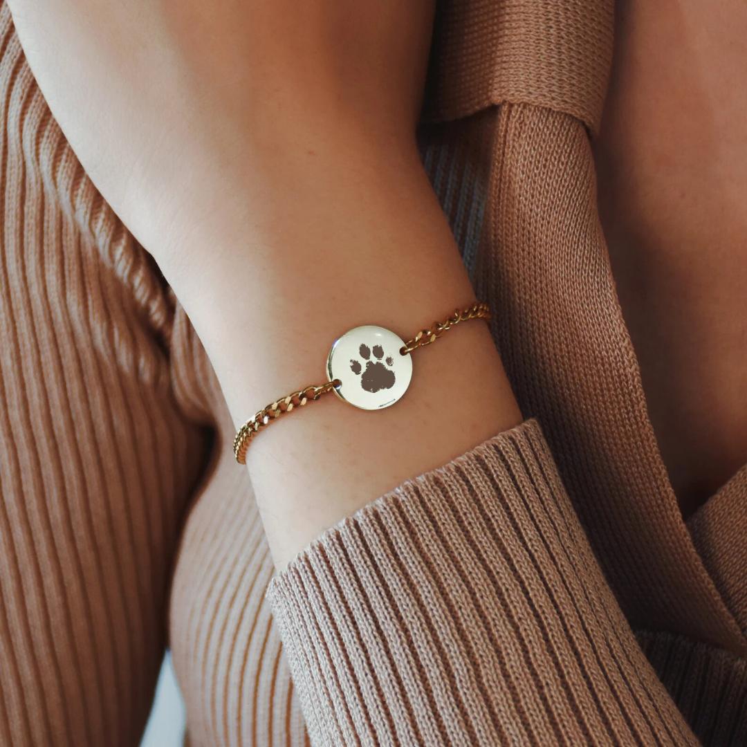 Bracciale Personalizzato con Impronta Zampa Animale Incisa
