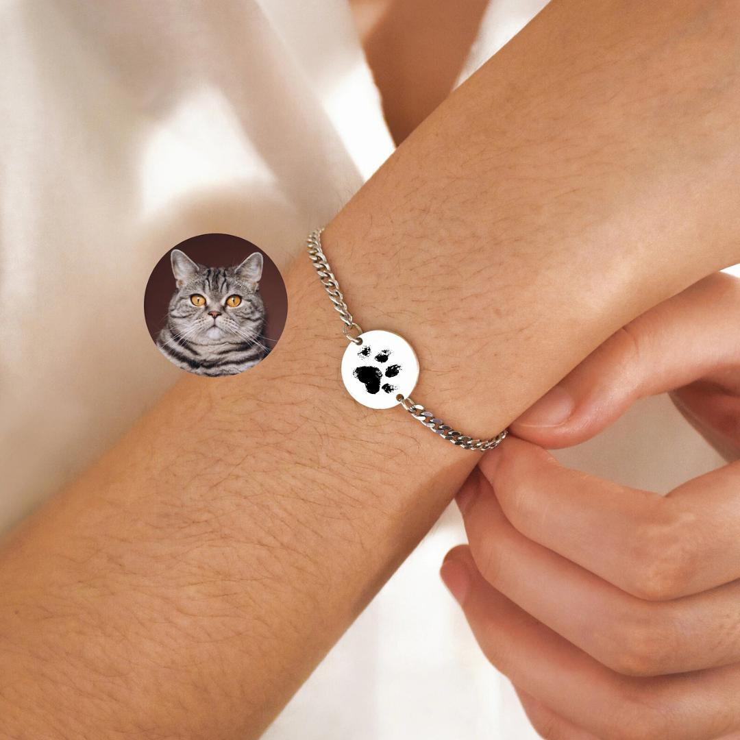 Bracciale Personalizzato con Impronta Zampa Animale Incisa