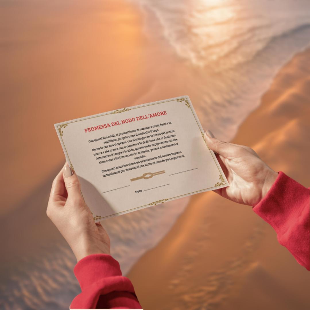 Coppia di 2 Bracciali Nodo dell'Amore - Confezione Regalo con Certificato di Promessa
