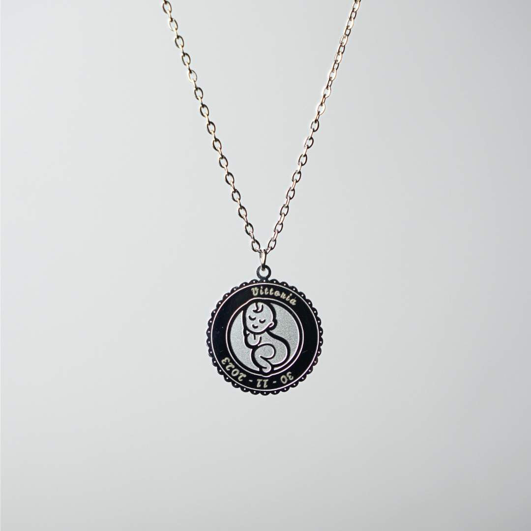 Collar Personalizado Con Medalla Diseño Recién Nacido