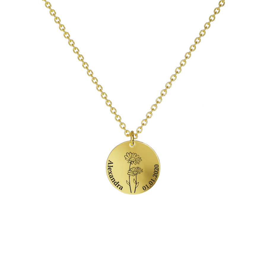 Collana Fiore di Nascita Personalizzata con Incisione