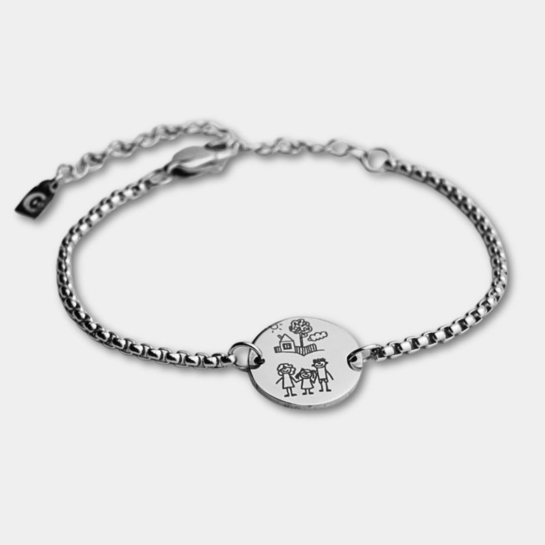 Pulseira com Design Gravado com Medalha Redonda