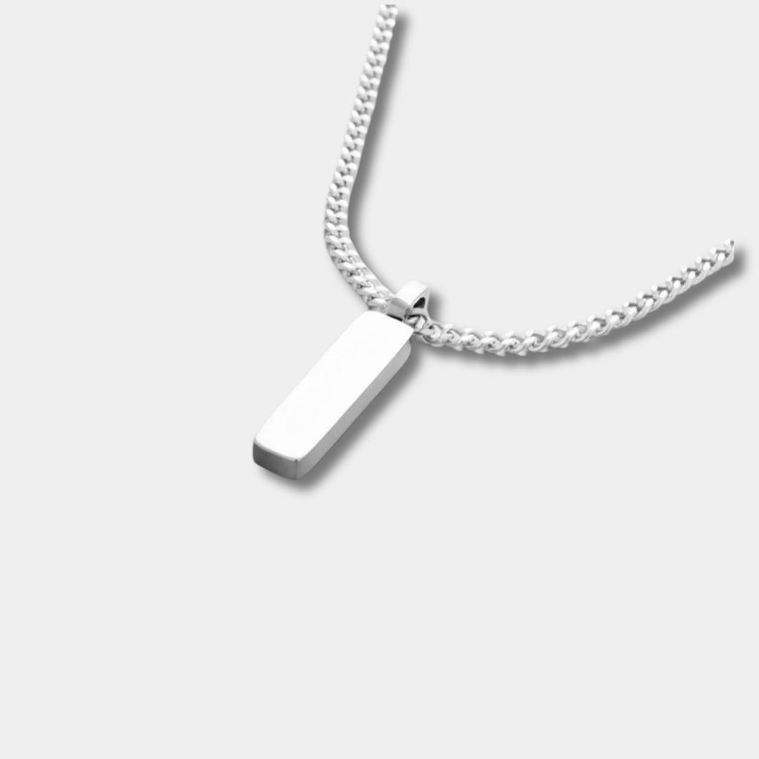 Collana Design Minimal Cubana Unisex Con Targhetta Incisa