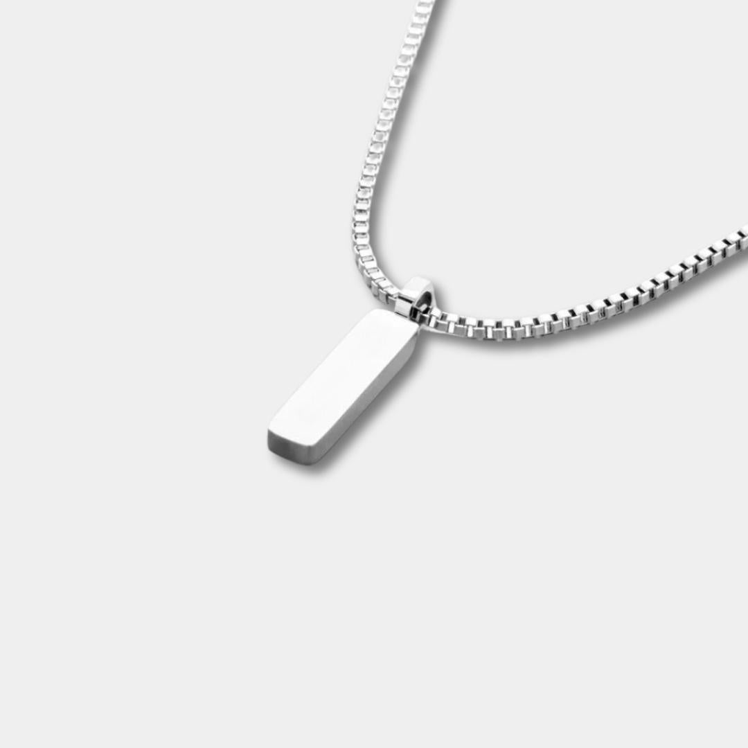 Collana Personalizzata Design Minimal Box Unisex Con Targhetta Incisa