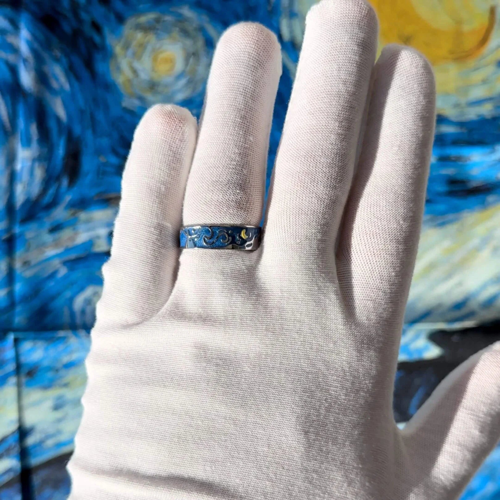 Vassoio Portagioielli In Ceramica Smaltata - Ciotola Rotonda Con Motivo Stella Blu E Nera, Regalo Ideale