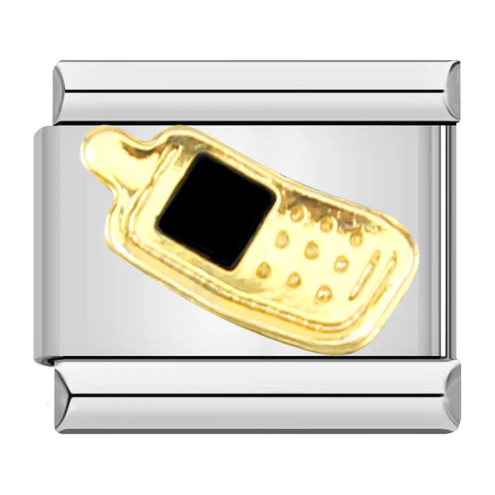 Charm - Telefono d'Oro, Schermo Nero, su Argento