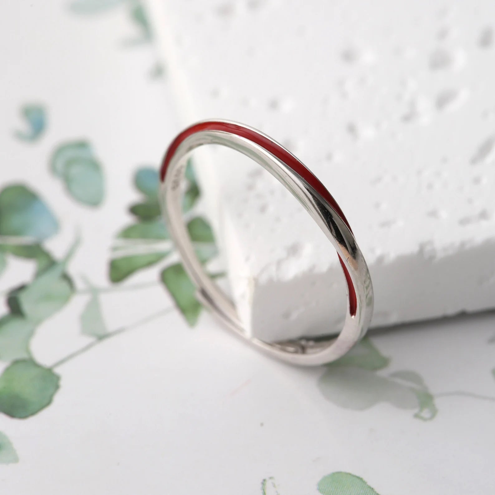 Coppia di Anelli "Filo Rosso" del Destino in Argento Sterling