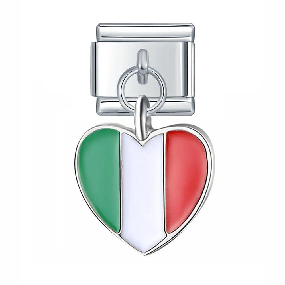 Charm - Cuore Bandiera Italiana, su Argento