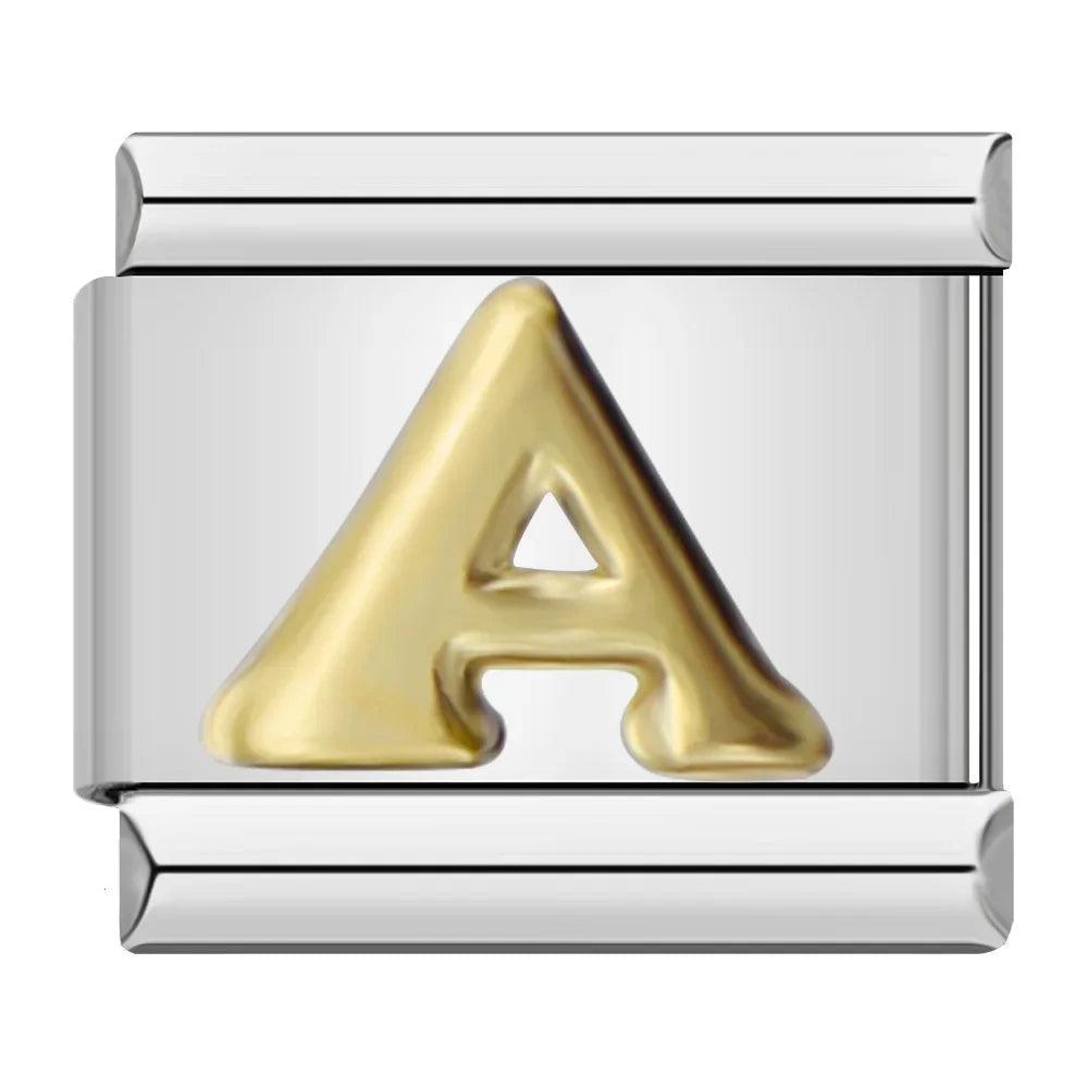 Charm - Lettera A in oro, su argento