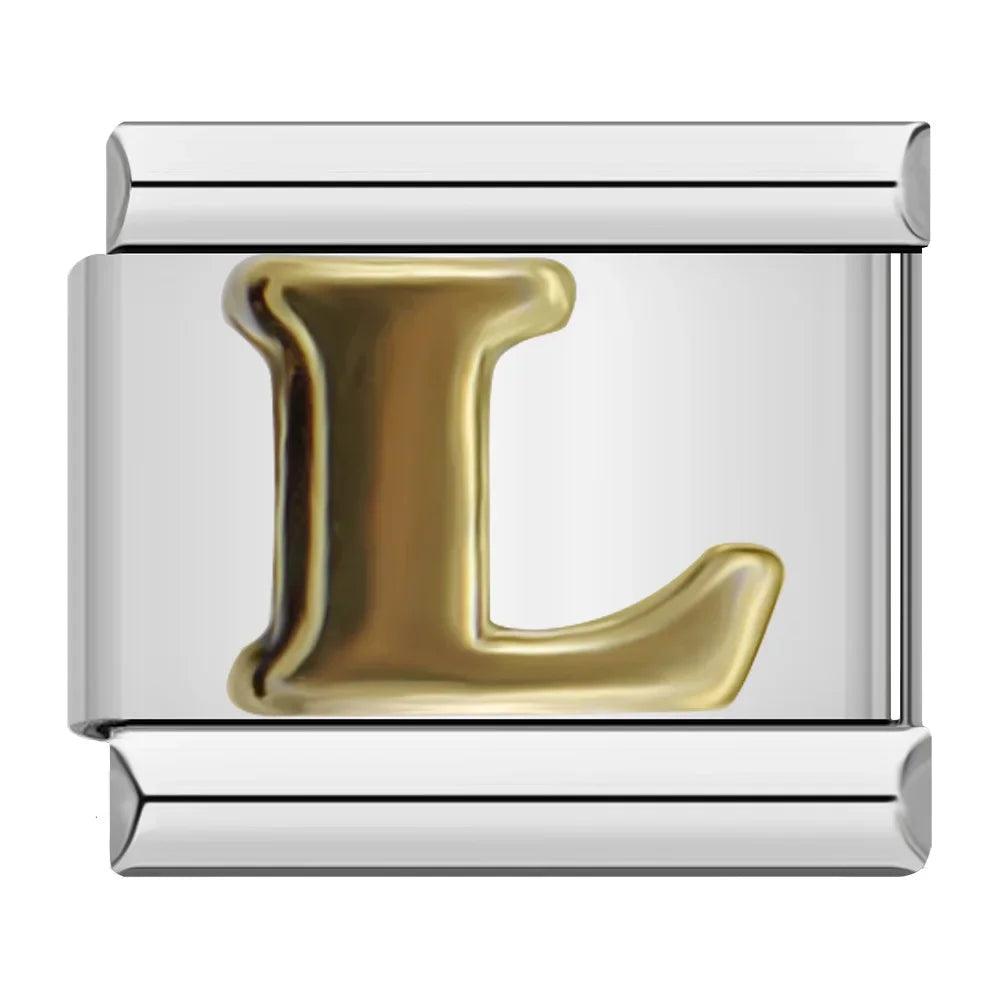 Charm - Lettera L in oro, su argento