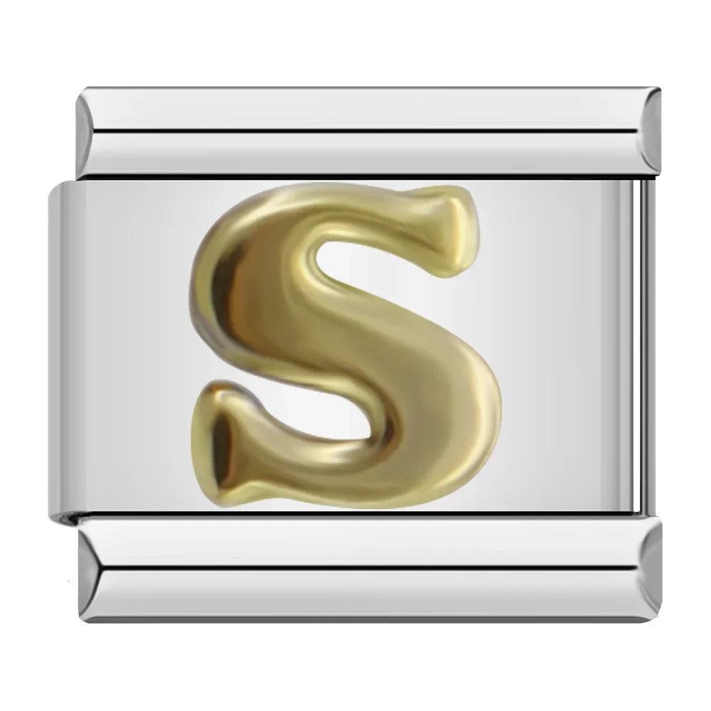 Charm - Lettera S in Oro, su Argento